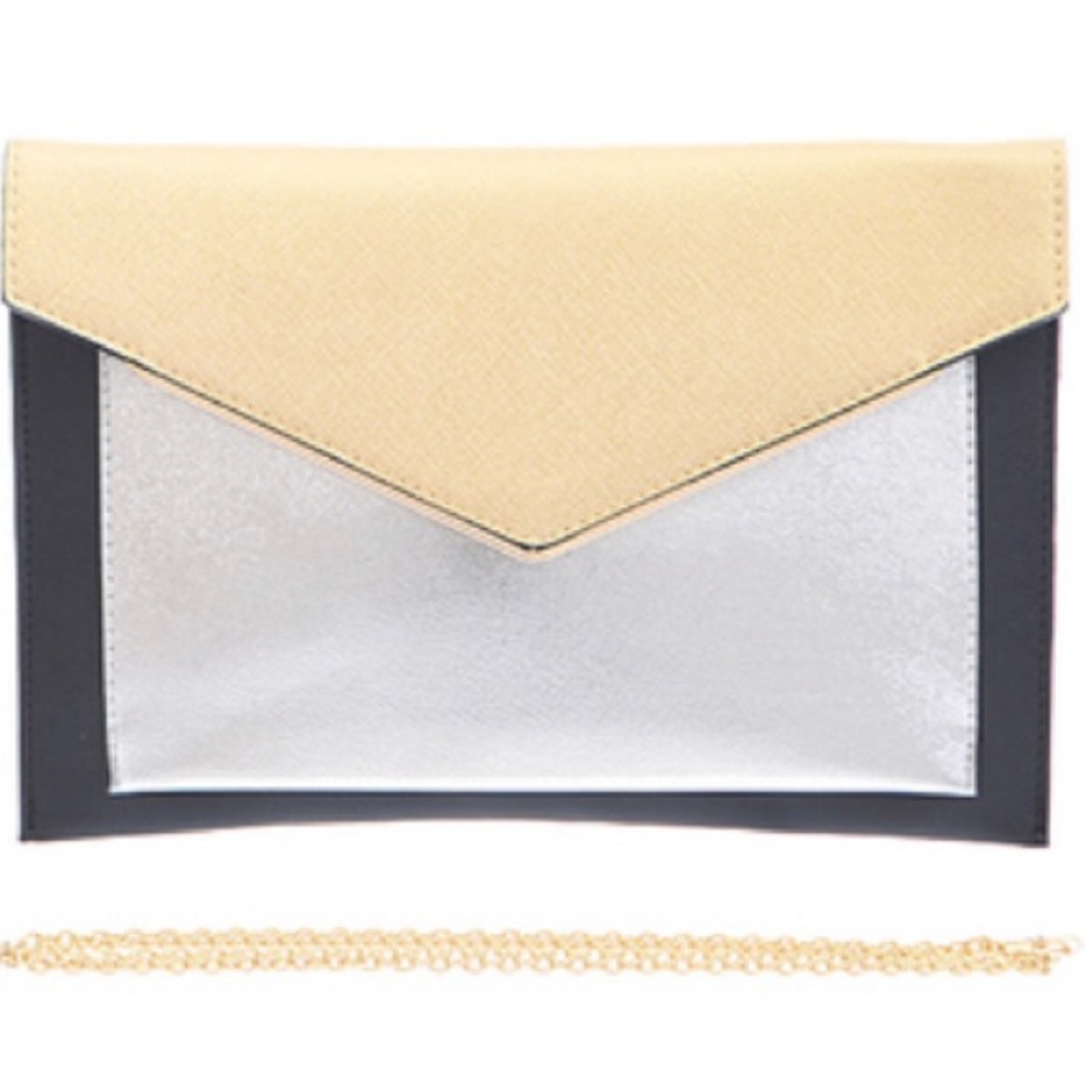 NWT Color Block Envelope Clutch/ Gold chain Strap